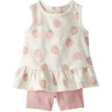Ensemble 2 pièces fraise en coton bio bébé fille