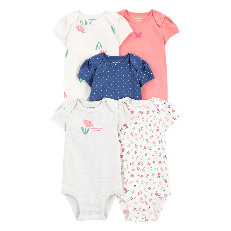 Lot de 5 Bodies Manches Courtes Bébé Fille Carter's - Multi