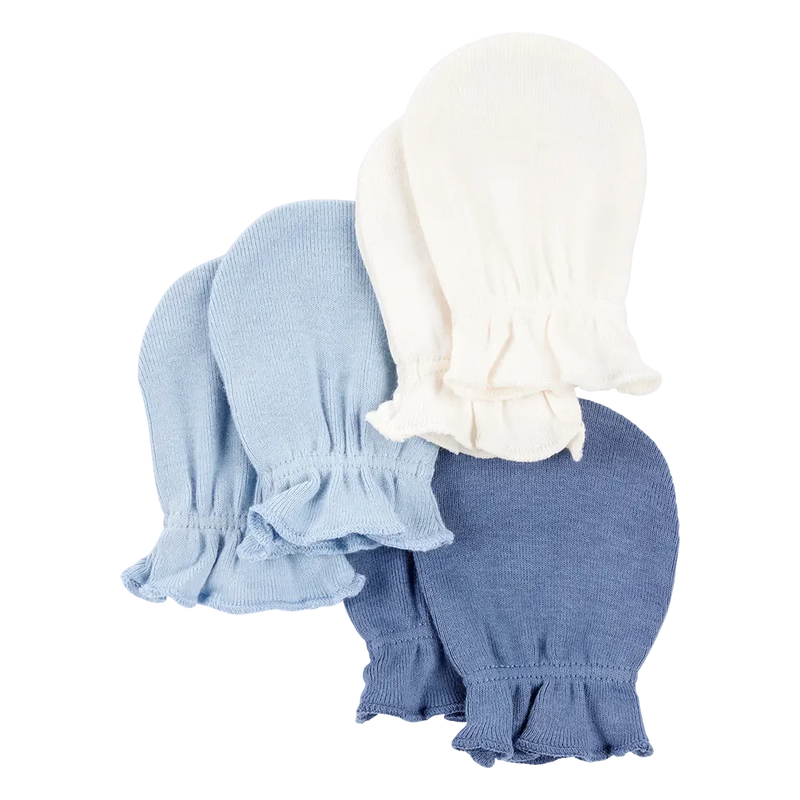 Lote de 3 manoplas anti-rasguños para bebé niño Carter's - Azul y blanco