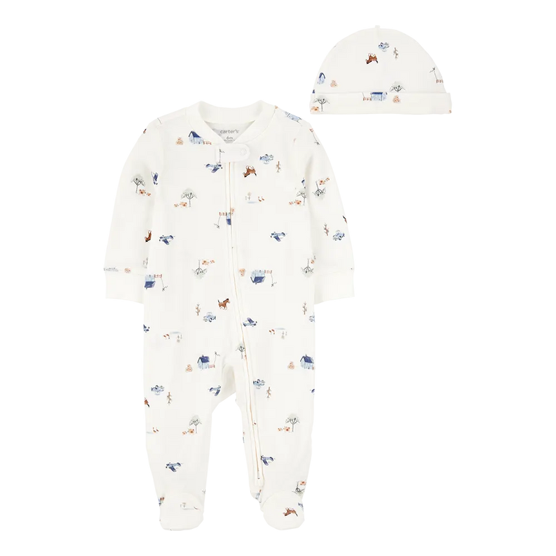 Carter's Baby Boy Sleep & Play & Hat - Ivory & Blue
