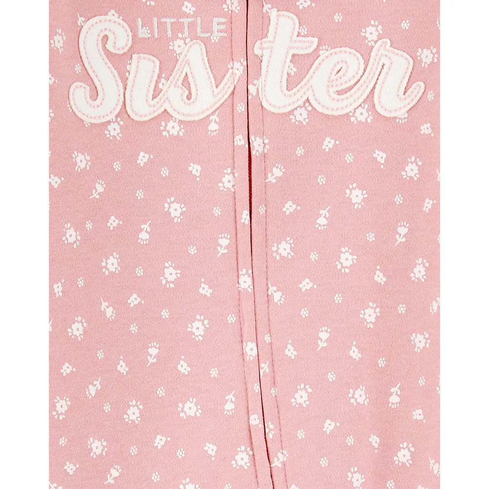 Pyjama dors-bien zippé "Petite Sœur" bébé fille