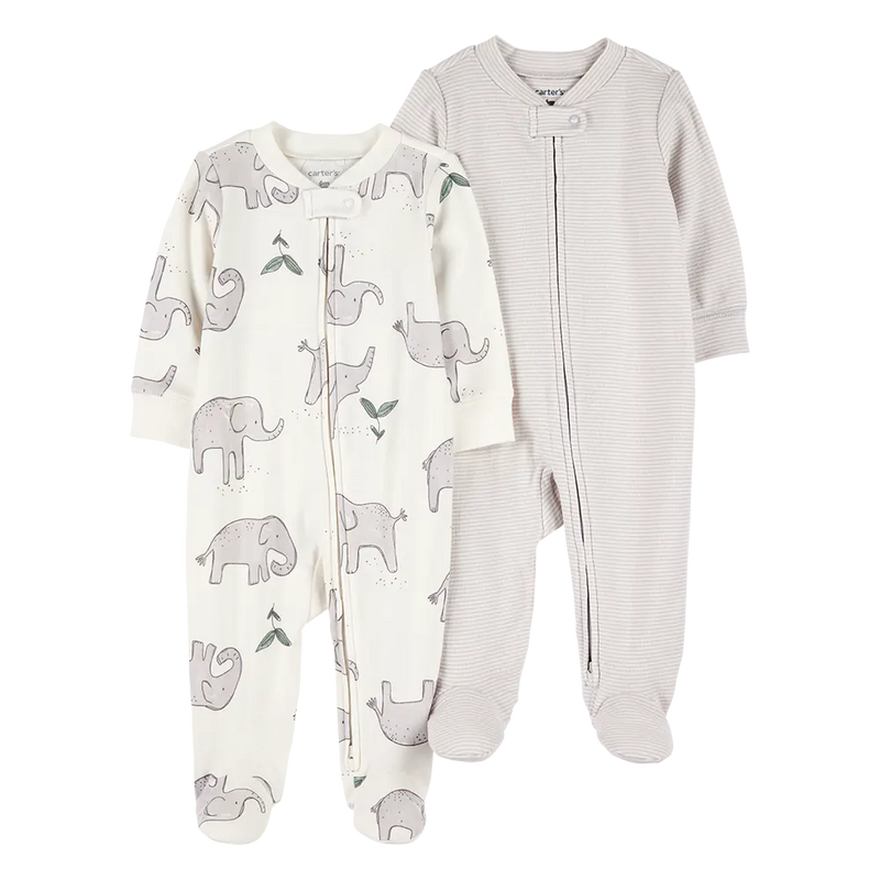 Lot de 2 Grenouillères en Coton Zippés Bébé Carter's - Éléphant