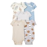 Lot de 5 bodys kangourou bébé garçon - Coton