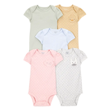 Lot de 5 bodys manches courtes bébé fille - Animaux