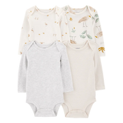 Lot de 4 bodys manches longues cigogne bébé