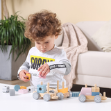 Viga Toys PolarB Train Empilable Animaux en Bois 18M+