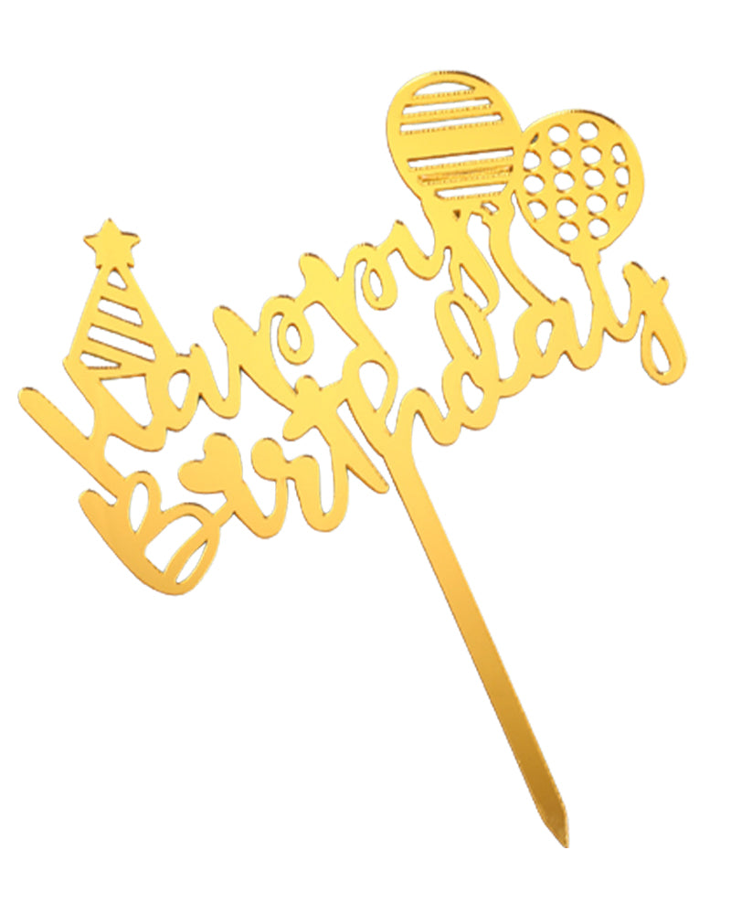 Cake Topper Happy Birthday - Dorée