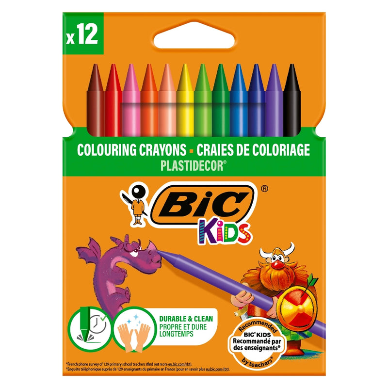 Boîte de 12 Crayons Plastidecor Assortis Bic