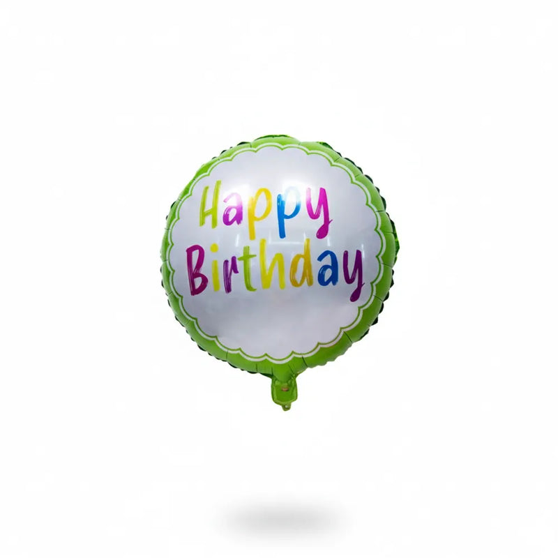 Ballon Rond en Aluminium Happy Birthday Vert - 45cm