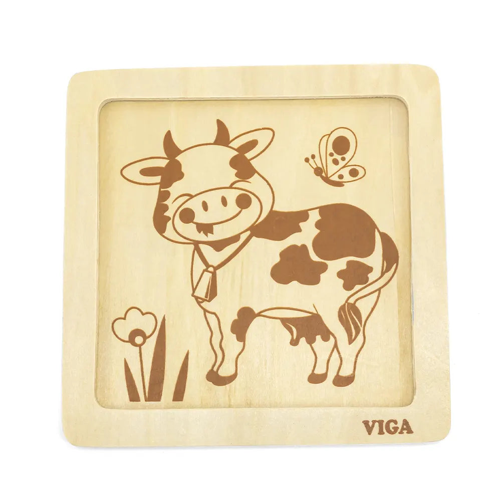 Viga Toys Puzzle 4 Pièces En Bois 18M+ - Vache