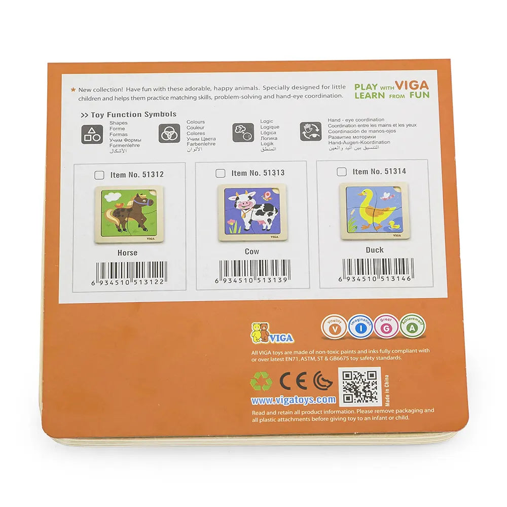 Viga Toys Puzzle 4 Pièces En Bois 18M+ - Canard