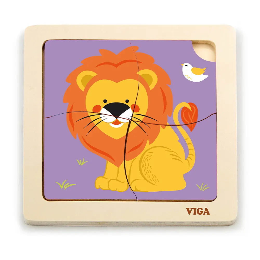 Viga Toys Puzzle 4 Pièces En Bois 18M+ - Lion