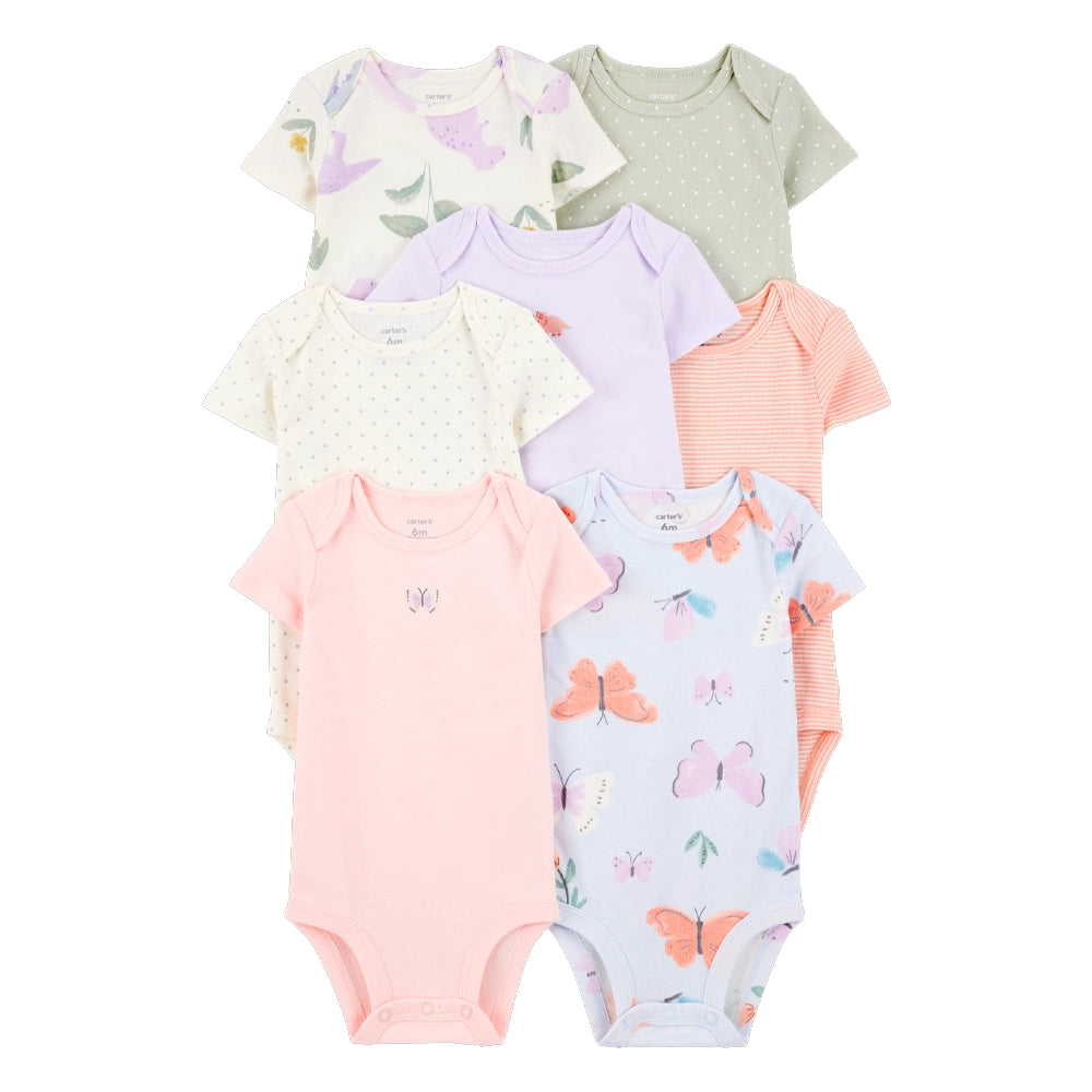 Carter's Girl's 7-Pack Short Sleeve Cotton Bodysuits