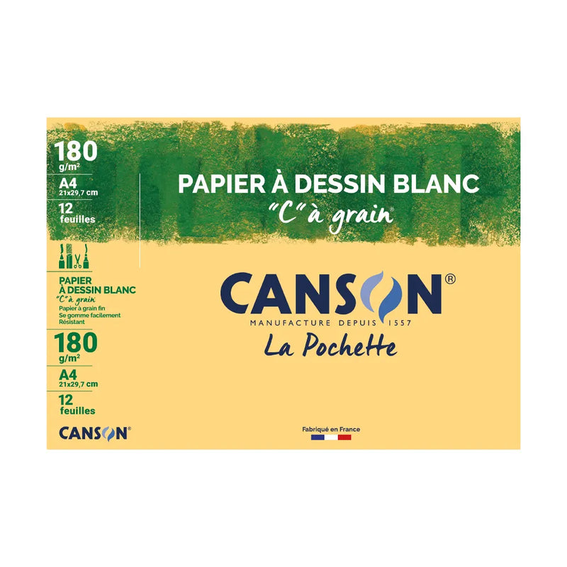 Canson Pack of 12 Sheets of Drawing Paper A4 - 180 g/m²