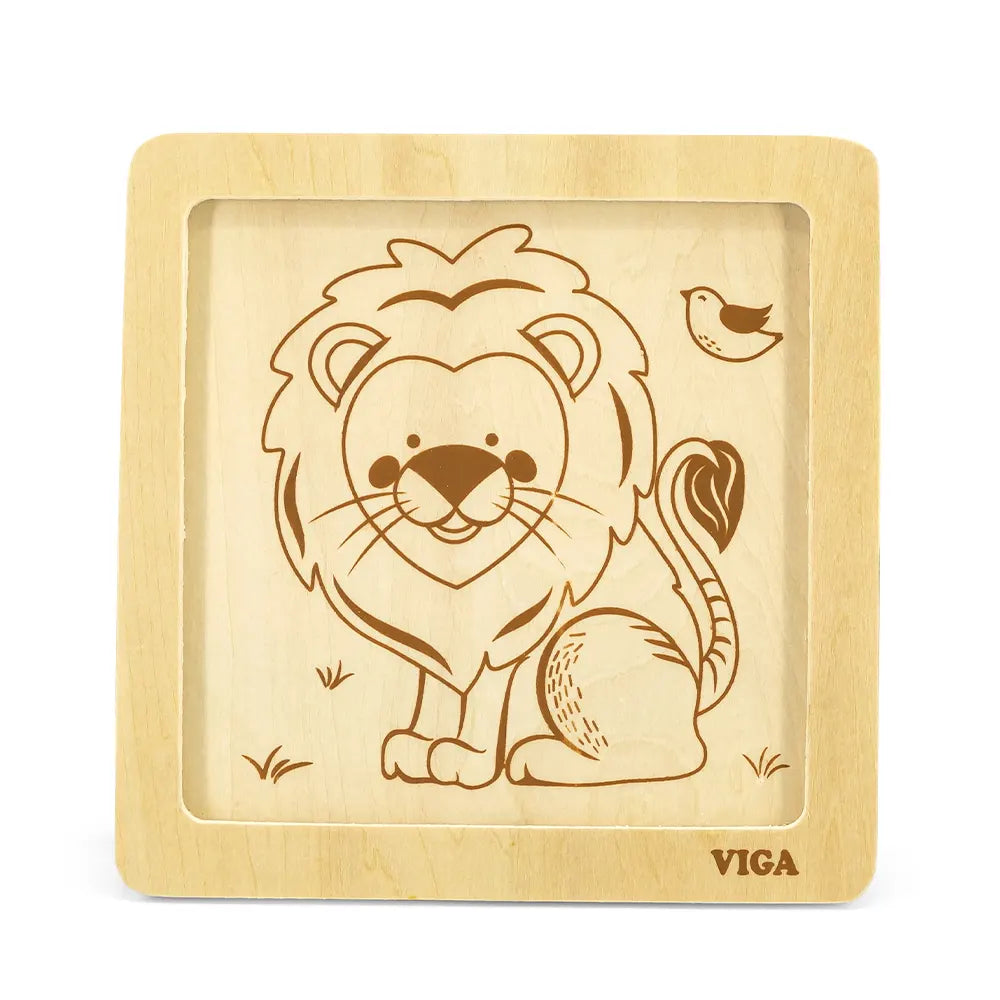 Viga Toys Puzzle 4 Pièces En Bois 18M+ - Lion