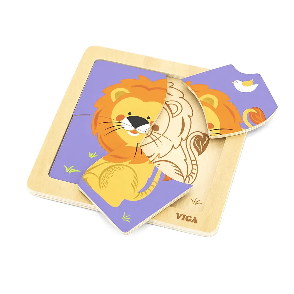 Viga Toys Puzzle 4 Pièces En Bois 18M+ - Lion
