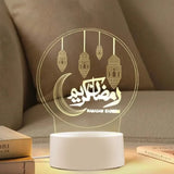 مصباح إل إي دي ثلاثي الأبعاد رمضان كريم مع قمر