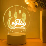 مصباح إل إي دي ثلاثي الأبعاد رمضان كريم مع قمر