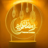 مصباح إل إي دي ثلاثي الأبعاد رمضان كريم مع قمر