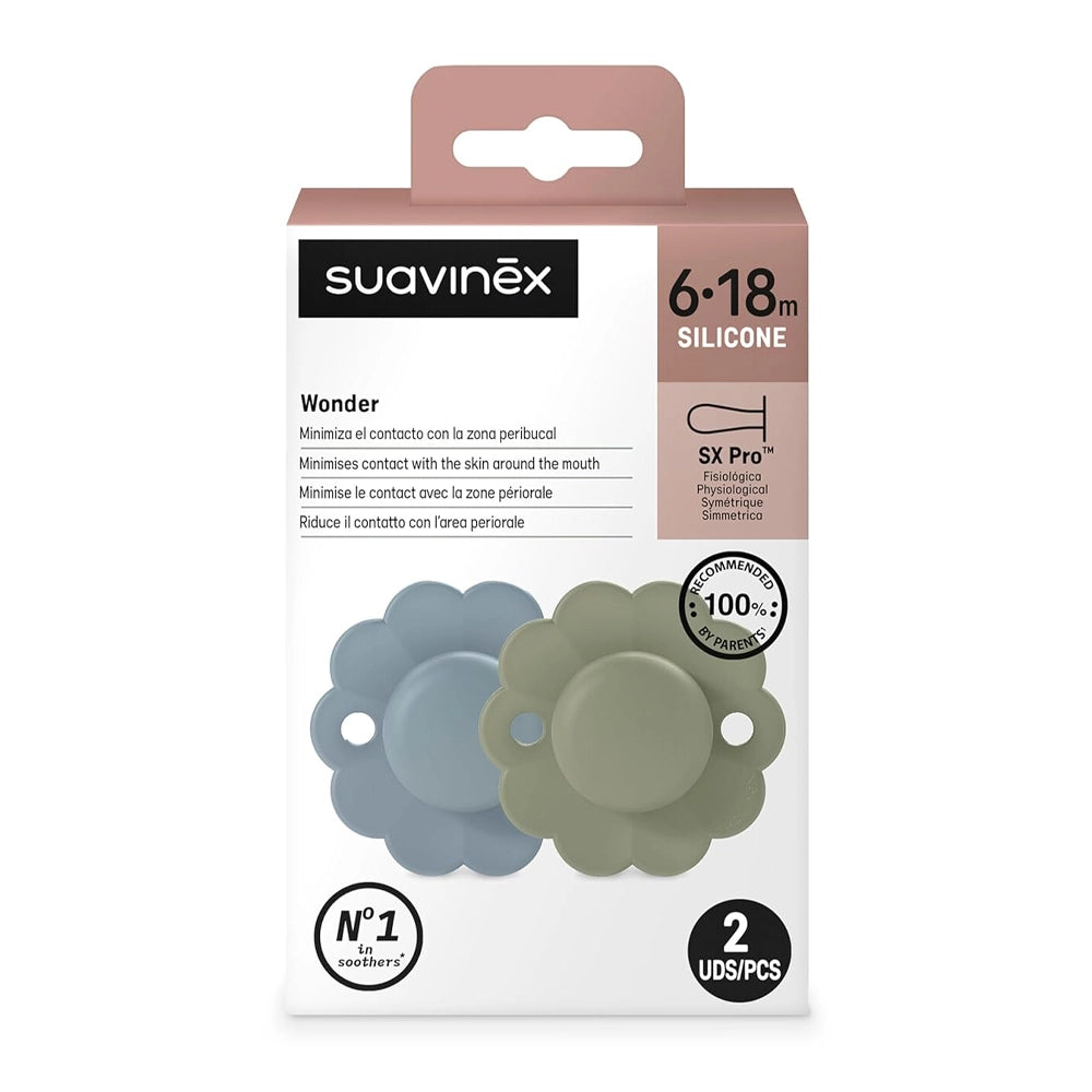 Suavinex Pack de 2 Sucettes Physiologique 6-18M - Lake & Green