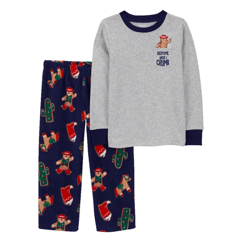 Pyjama 2 Pièces en Coton & Polaire Carter's - Biscuit Noel