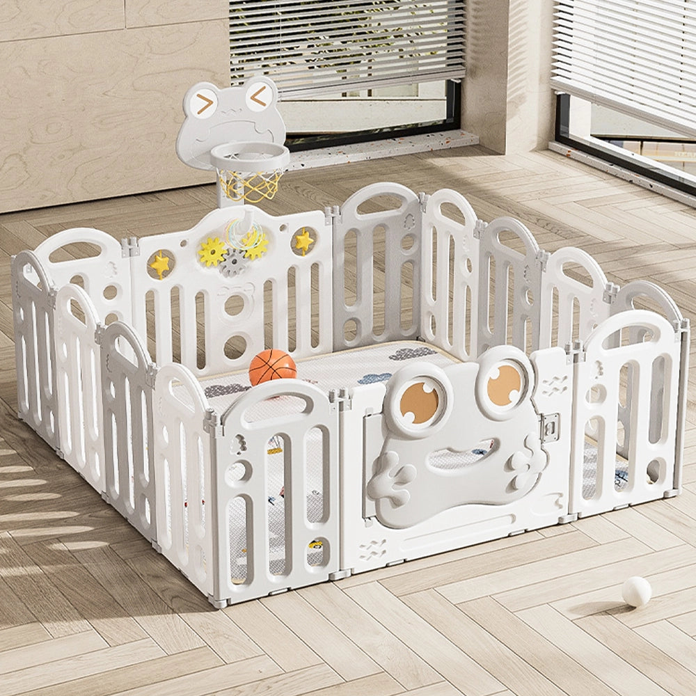 Parc de Jeux (76x29x66cm) Clôture Pliable 12+2 avec Panier de Basket