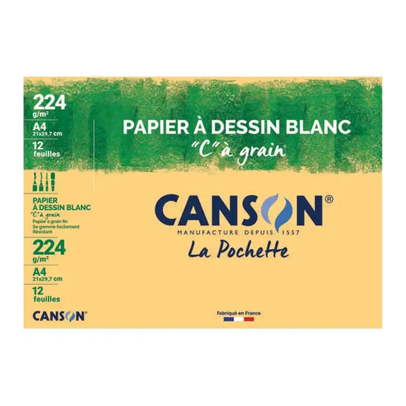 Canson Pack of 12 Sheets of Drawing Paper A4 – 224 g/m²