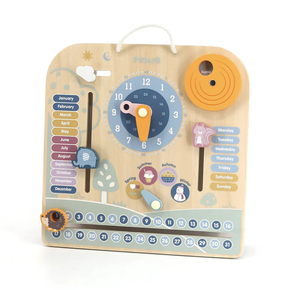 Viga Toys PolarB Mon Calendrier Horloge en Bois 3A+