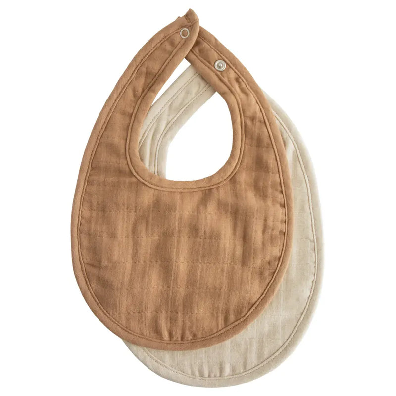Mushie Muslin Bibs 2 Pack - Tan/Mist :