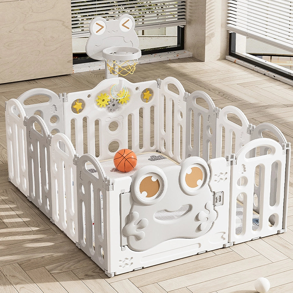 Parc de Jeux (76x26x66cm) Clôture Pliable 10+2 avec Panier de Basket