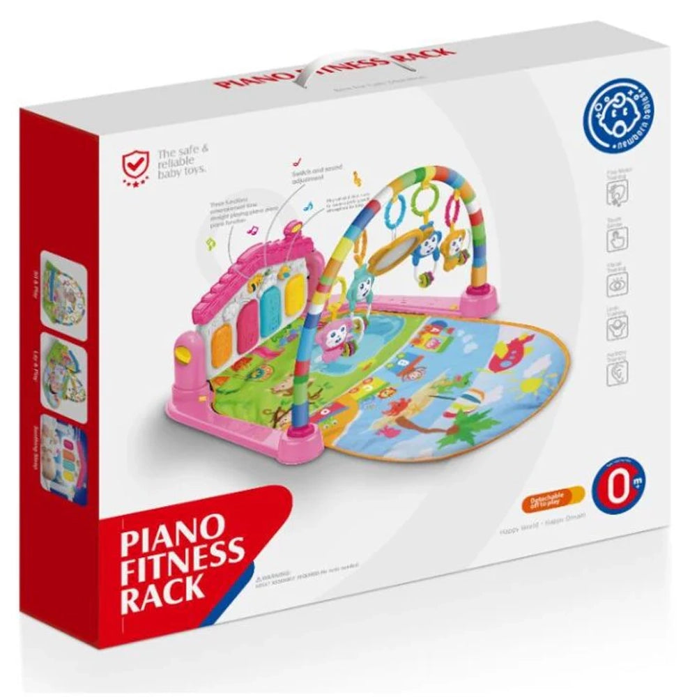 Huanger Tapis Piano d'Éveil Musical Lumineux 3 en 1 - Rose