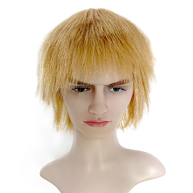 Short, tousled blonde wig