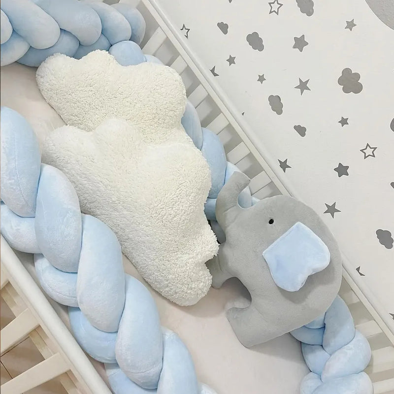 BébéYo Velvet Braided Bed Bumper 3.6m - Sky Blue