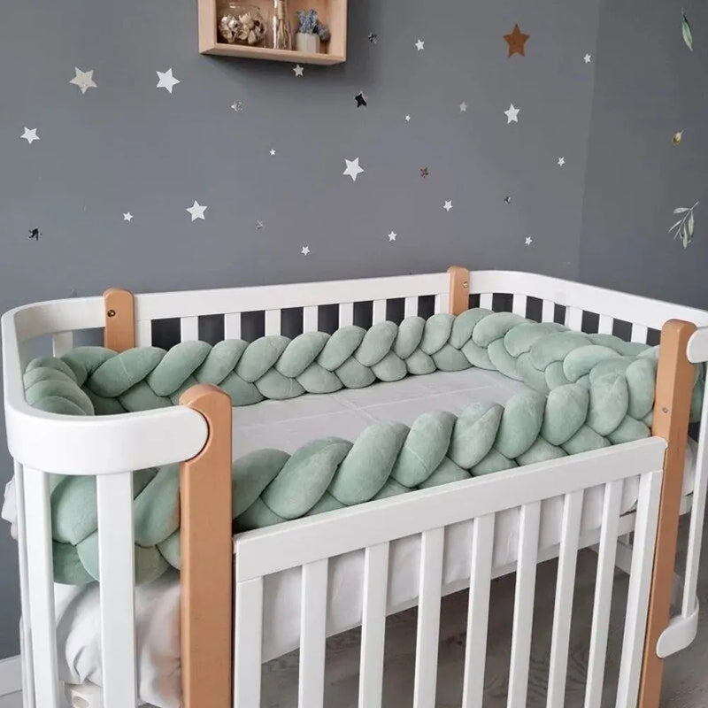 BébéYo Velvet Braided Bed Bumper 3.6m - Green
