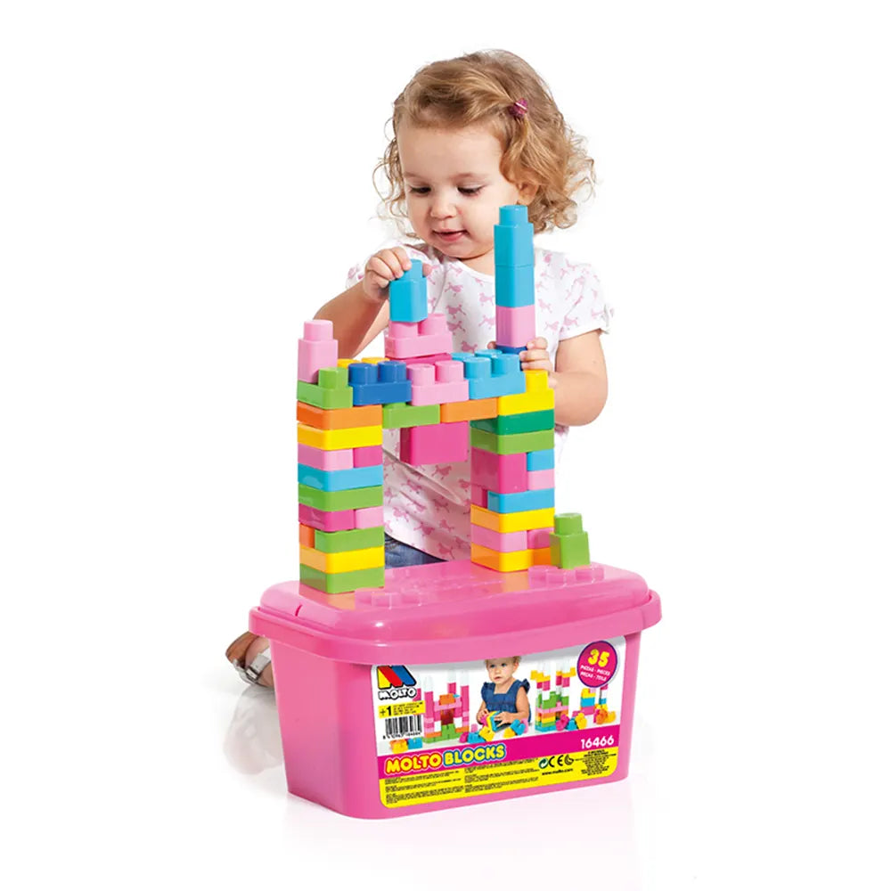 Molto Boîte De Blocs 35 Pcs - Rose