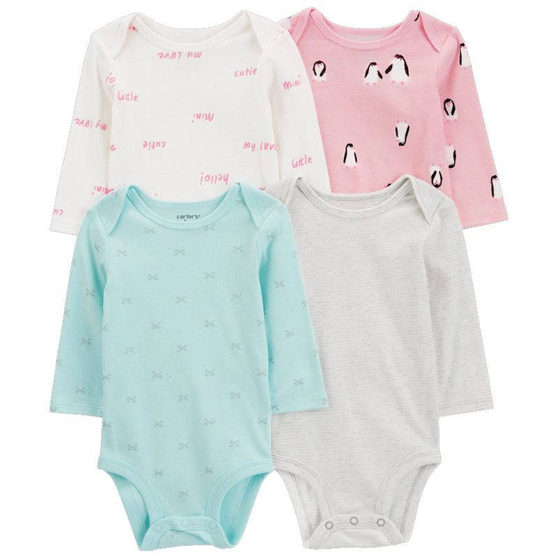 Pack de 4 bodis Carter's de manga larga - Colores pastel