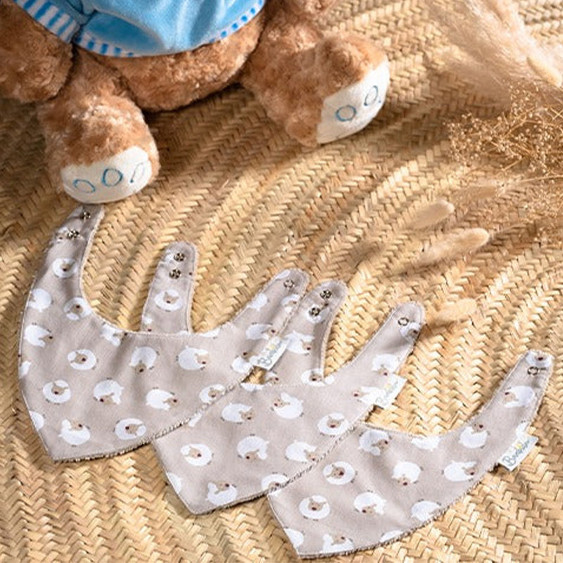 Bambidou Pack de 3 Bavoirs Bandana - Mouton beige