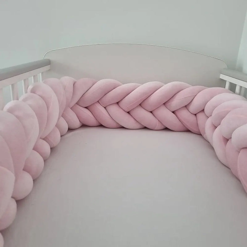 BébéYo Velvet Braided Bed Bumper 3.6m - Pink