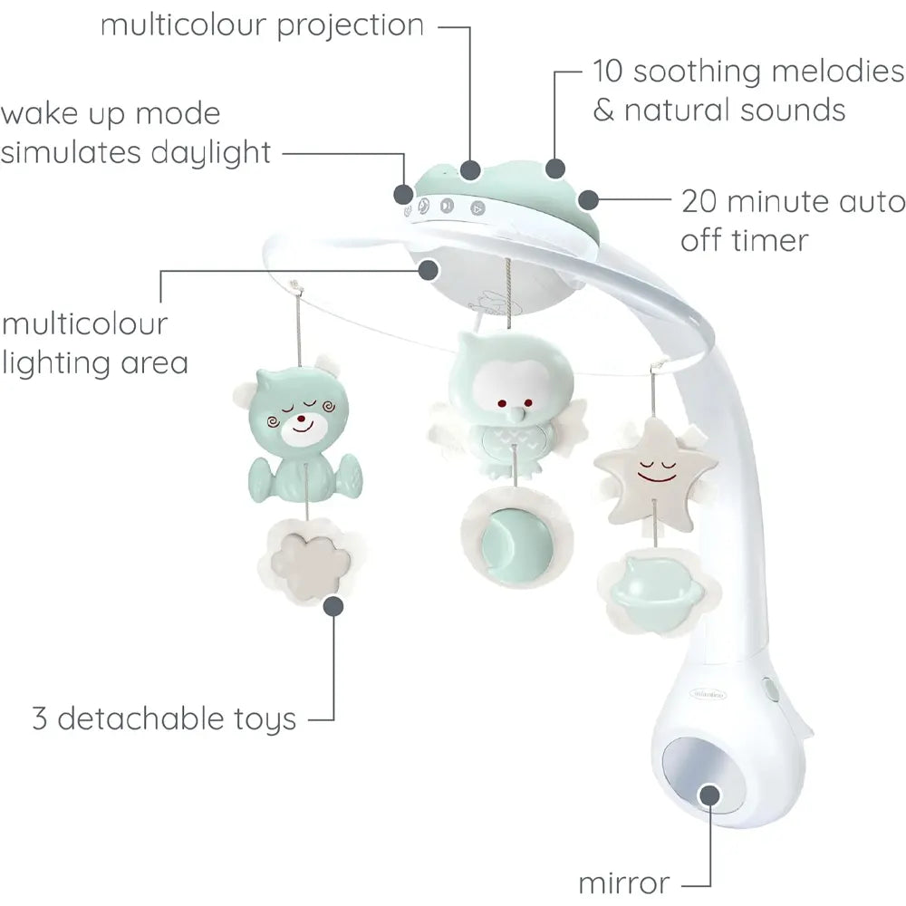 Infantino Proyector Musical Móvil 3 en 1 – Verde Menta