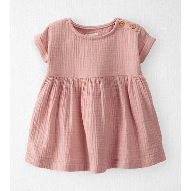 Robe Bébé en Gaze de Coton Bio Little Planet - Rose