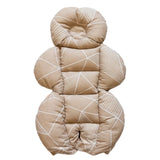 BébéYo Coussin de Poussette - Beige à Lignes Blanc