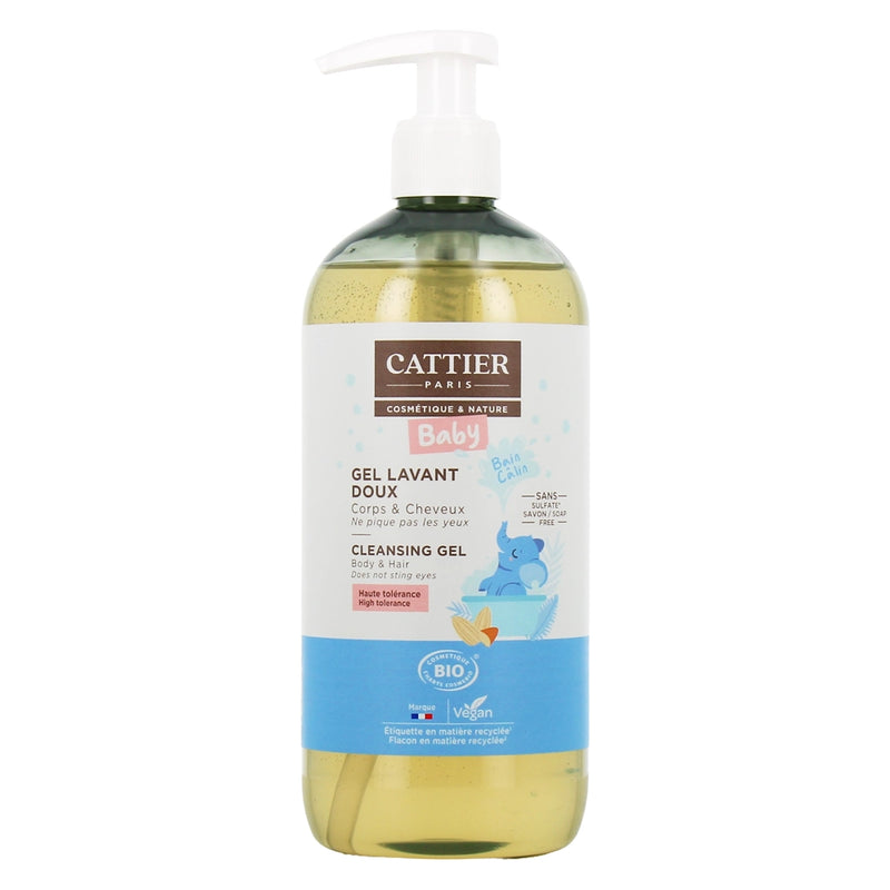 Cattier gel limpiador suave para cabello y cuerpo del bebé - 500ml