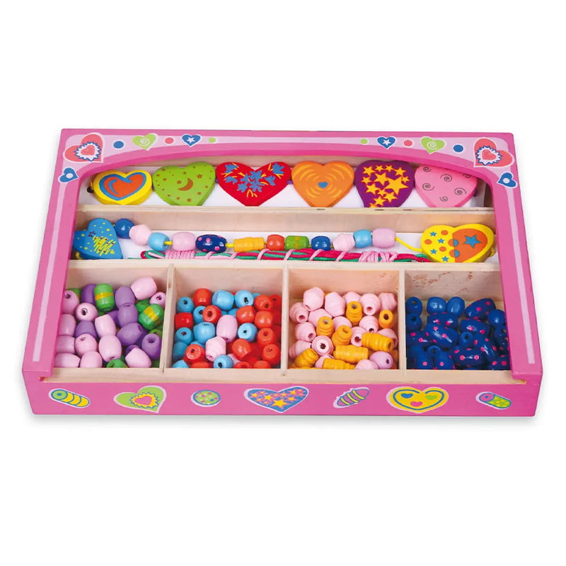 Viga Toys Wooden Heart Beads Box - 3Y+