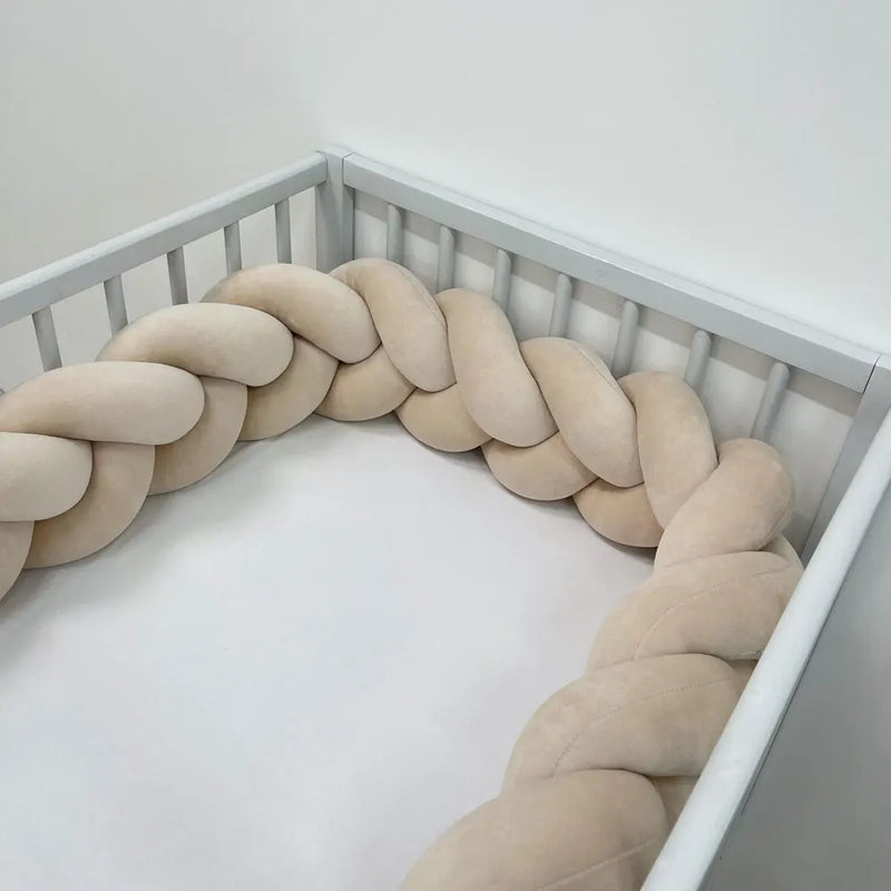 BébéYo Velvet Braided Bed Bumper 3.6m - Beige