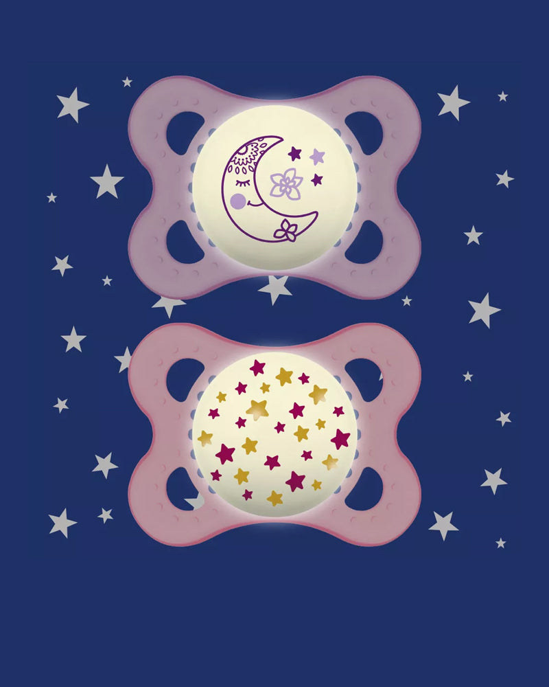 MAM Original Night 2-Pack Pacifiers 0-6M - Pink