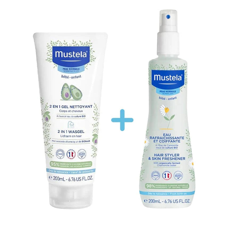 Mustela 2en1 Gel Limpiador + Agua Refrescante y de Peinado