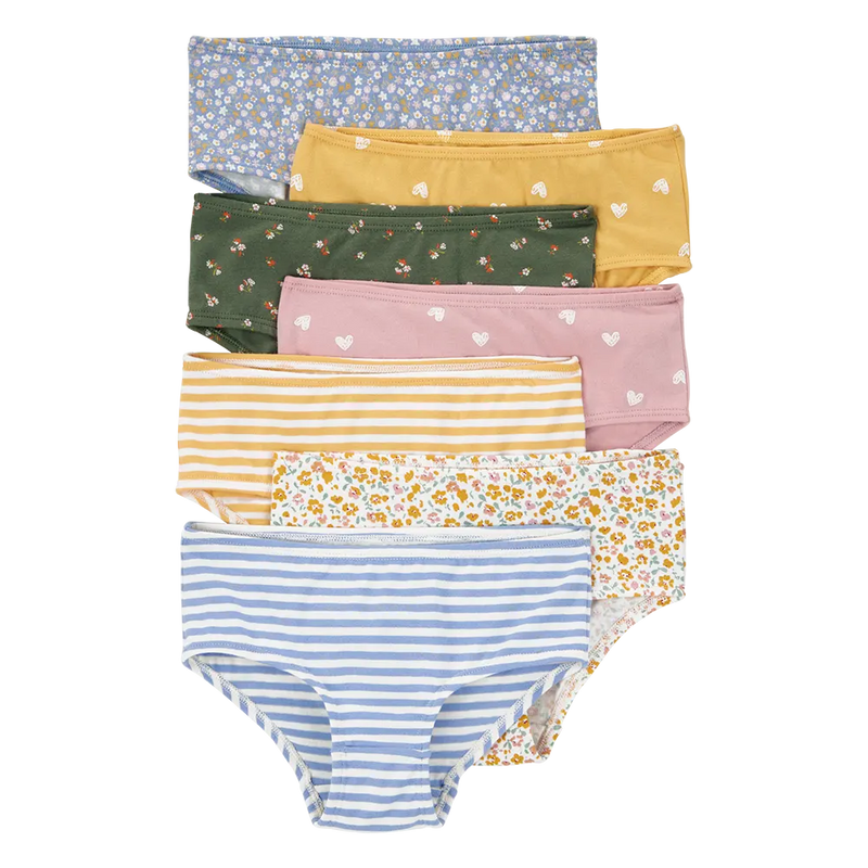 Lot de 7 Culottes Stretch Fille Carter's - Floral & Cœurs
