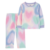 Pyjama 2 pièces enfant motif cœurs teinture spatiale