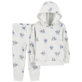 Ensemble 2 pièces enfant : pull en polaire motif vélo et pantalon