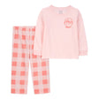 Pyjama 2 pièces enfant : haut thermique et bas en polaire à carreaux